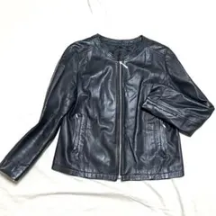 美品　アンタイトル　ラムレザージャケット　シングルライダース　ノーカラー　2XL