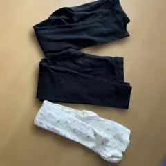 キッズレギンス ，タイツ　ブラック ホワイト 星刺繍