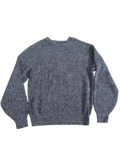 Lands' End 100%コットン ニット　メランジ　ごま塩　Lサイズのサムネイル