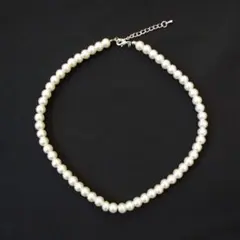 パールネックレス ホワイト 白 8mm 長さ43cm 歪み有り