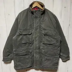 90s ヴィンテージ 襟コーデュロイ フェード ミリタリー ジップ ジャケット
