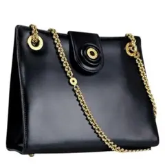 美品 ティファニー サークルロゴ レザー チェーン ショルダーバッグ