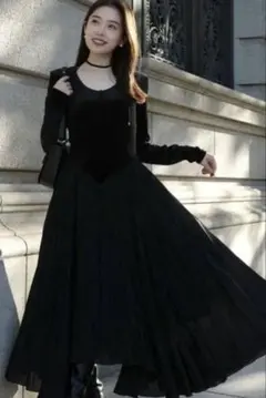 anuans ベロアシフォンドッキングワンピース