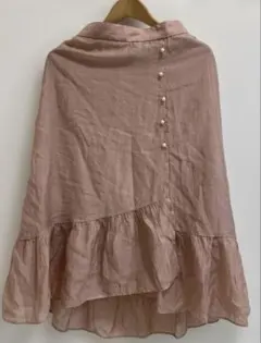 アクシーズファム ロングスカート ピンク フリル パールボタン フェミニン