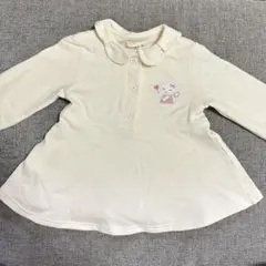 ウサギ刺繍入りアイボリー長袖シャツ 95