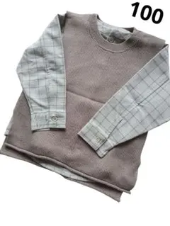 【美品】アプレレクール　チェック柄 長袖カットソー 100　ベスト　フォーマル