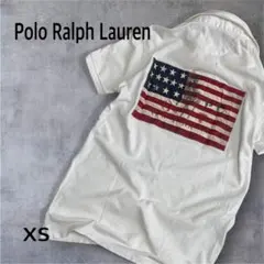 希少★ラルフローレン 星条旗 ビッグポニー ポロシャツ 白 XS(実質M-L)