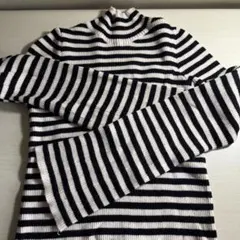 GRL タートルネックニット M 白黒ストライプ
