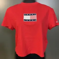 TOMMYJEANS クロップドTシャツ ミニT ピチT 星条旗ロゴ 刺繍ロゴ