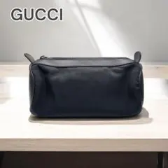 2800□485GUCCI グッチ ポーチ キャンバス レザー ブラック