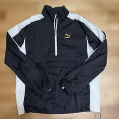 PUMA ハーフジップ ナイロンジャケット ブラック ホワイト S