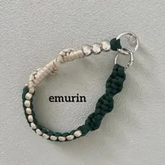 グリーン×ベージュ　ハンドストラップ　パラコード　【即日発送・即購入可】