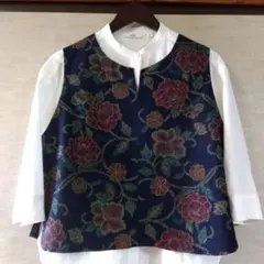 九の⑭　着物リメイク　紬のベスト