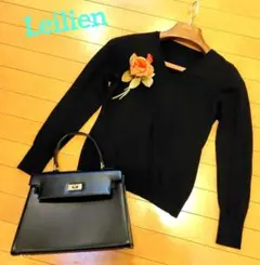 レリアン 黒 Vネック ニットプルオーバートップス9M