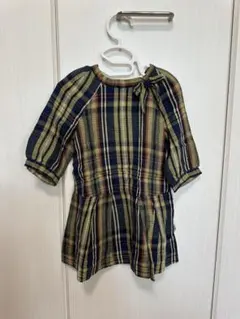 ボンポワン チェックワンピース4y