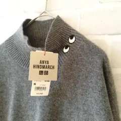 ✨新品✨ユニクロ アニヤ カシミヤ100% ハイネックニット グレー M