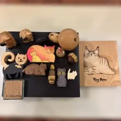 猫の置物　まとめ売り　木製・木工