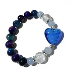 SALEギャラクシータイガーアイ☆アクアマリン☆水晶☆ハートガラス☆ブレスレット