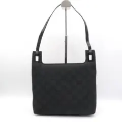 美品　グッチ　GG柄　ナイロン　レザー　ハンドバッグ　ブラック