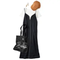 COCO DEAL 配色ステッチ深Vスリットネックワンピース