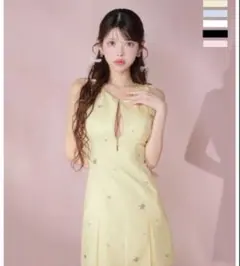 イエロー ドレス S ROBE de FLEURS Glossy キャバドレス