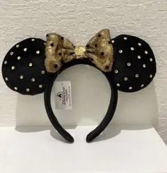 G ディズニー　カチューシャ　スパンコール　ミニー　黒　水玉