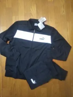 裏起毛PUMA ジャージ上下セット ブラック/ホワイト