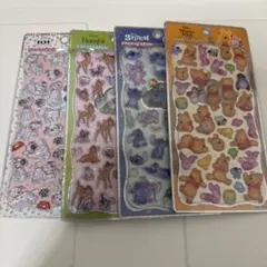 ディズニー プチドロップステッカー 4点セット　ぷーさん　スティッチ　バンビ