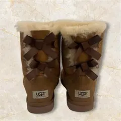 UGG ブラウン ムートンブーツ ベイリーボウ ダブルリボン 23cm キャメル