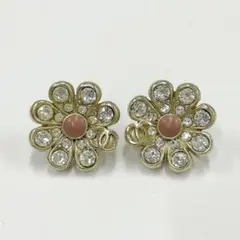 シャネル ピアス ココマーク フラワー ラインストーン ゴールド