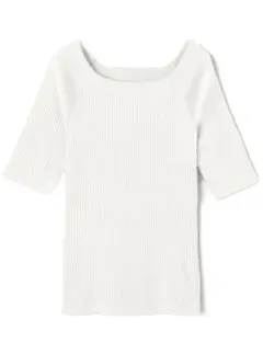 【美品】ボートネックリブニットトップス