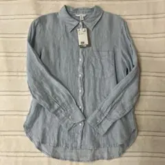 新品未使用タグ付 H&M リネンシャツ ライトブルー S