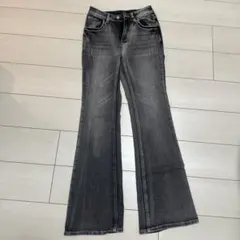 y2k グレー フレアデニム ダメージ加工