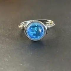 WR753S ホタルガラス とんぼ玉 ワイヤーリング 蓄光 ミヤコマリン