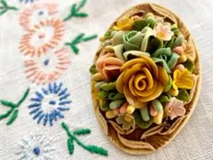 アメリカ ビンテージ フラワー ブローチ アンティーク カントリー レトロ 花束