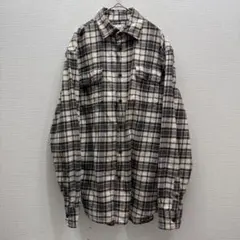 953 JACHS チェックネルシャツ 長袖 アイボリー茶灰 ワーク古着アメカジ