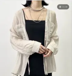 シーナリー シアーペプラムブラウス トップス 長袖 シャツ リボンのサムネイル