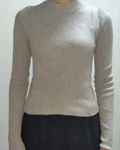 pull & bear ハイネック リブニット 長袖 カットソー グレー