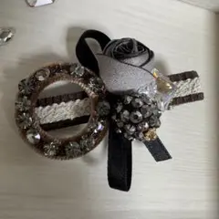 新作☆✴︎ヘアピンコーナー428キラキラストーン付可愛いお花とリボンのヘアクリップ