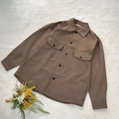 【ジーユー】GU メンズ CPOシャツ 長袖 ブラウン M ●