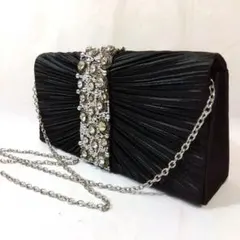 【美品】パーティーバッグ　黒　ビジュー　高級感　キラキラ　結婚式　二次会