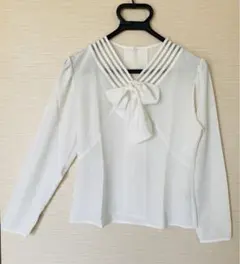 フォーマル ブラウス ボウタイ リボン付き 長袖 白