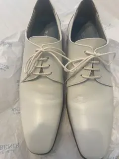 【MIRROR MIRROR】結婚式用新郎メンズホワイトシューズ 26cm