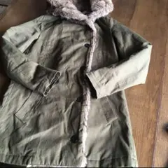 オリーブグリーン ファー付きモッズコート