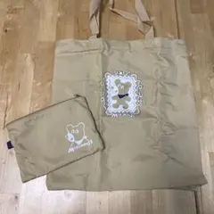 【新品】MikiHouse ベージュ エコバッグ（ポーチ付き）のサムネイル