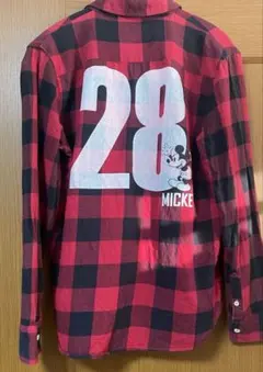 ミッキー 長袖チェックシャツ