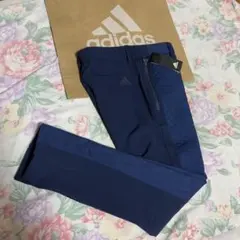 新品W82-84cm/adidas秋冬ダイヤキルティング/4Pストレッチパンツ紺