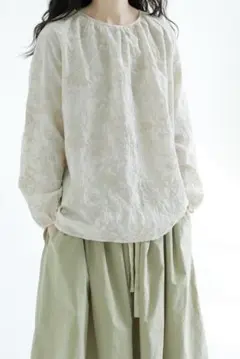 美品☆ファッション 刺繍 レース柄I ブラウス レディース ラウンドネック