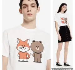 ライン LINE フレンズ　メゾンキツネ　tシャツ MAISO KITSUNE