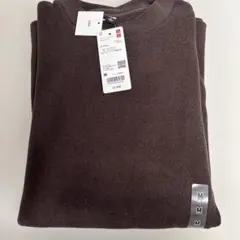 新品　UNIQLO ソフトニットフリースクルーネックT M ブラウン